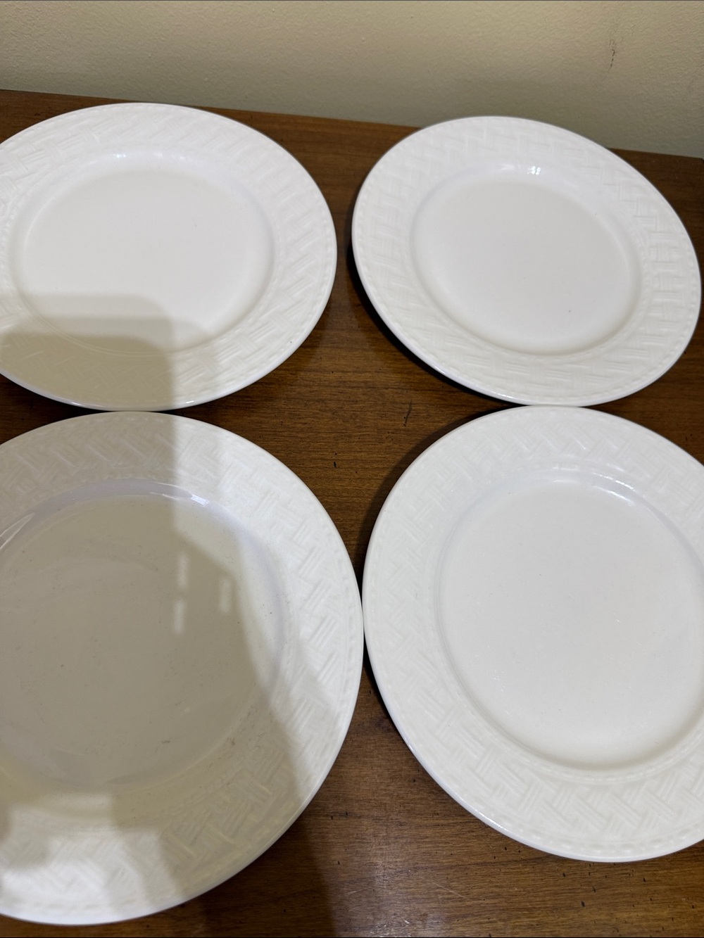 Pfaltzgraff White Embossed Rim Salad Plates - Set of 4